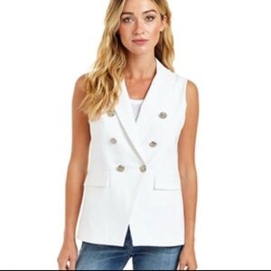 DREW White Double Breast Vest with Silver Accents Fully Lined  Large